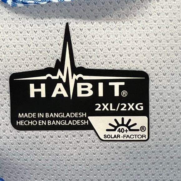 Habit River Guide Fishing Shirt Mens 2XL Blue Check Vented UV Lakeside Outdoors - Picture 10 of 13